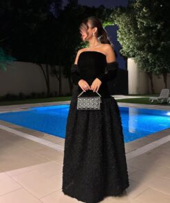 فستان اسود خامة شمواه