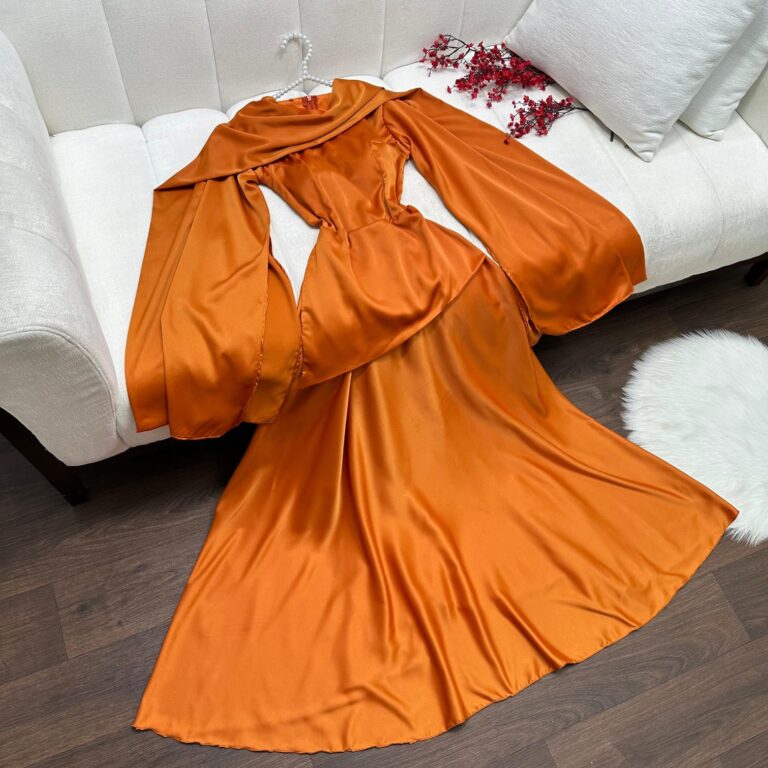 ⁦فستان سهرة برتقالي⁩ - الصورة ⁦4⁩