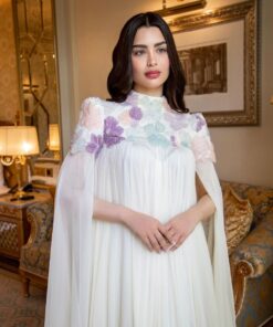 فستان سهرة ناعم لون ابيض