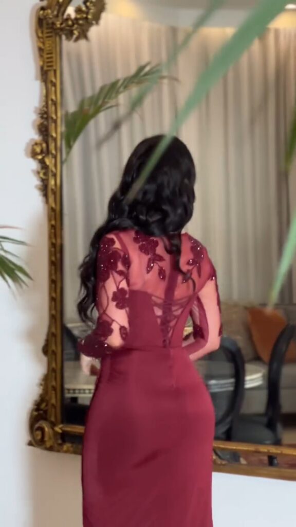 ⁦فستان سهرة لون نبيتي⁩ - الصورة ⁦6⁩