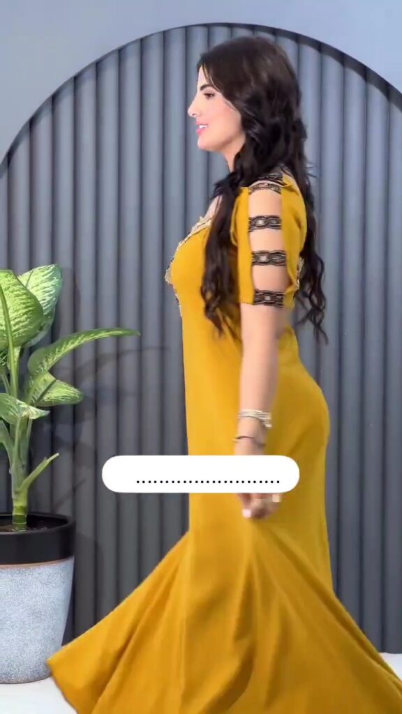 ⁦فستان إستقبال لون اصغر⁩ - الصورة ⁦8⁩