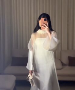 فستان سهرة لون ابيض وأسود
