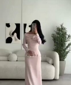 فستان سهرة ب كم طويل