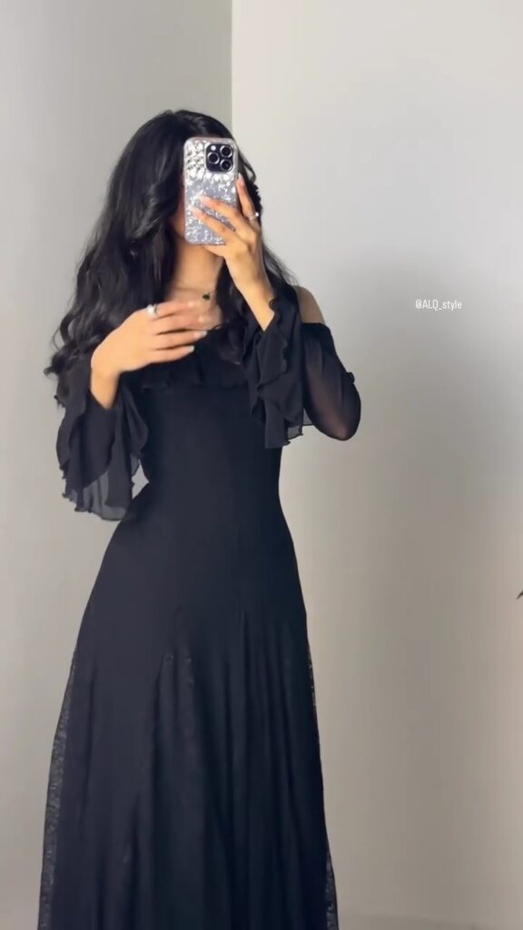 فستان سهرة لون أسود فخم وانيق