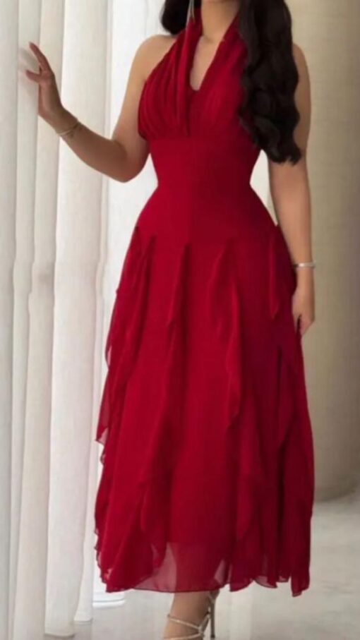 ⁦فستان سهرة لون أحمر⁩ - الصورة ⁦4⁩