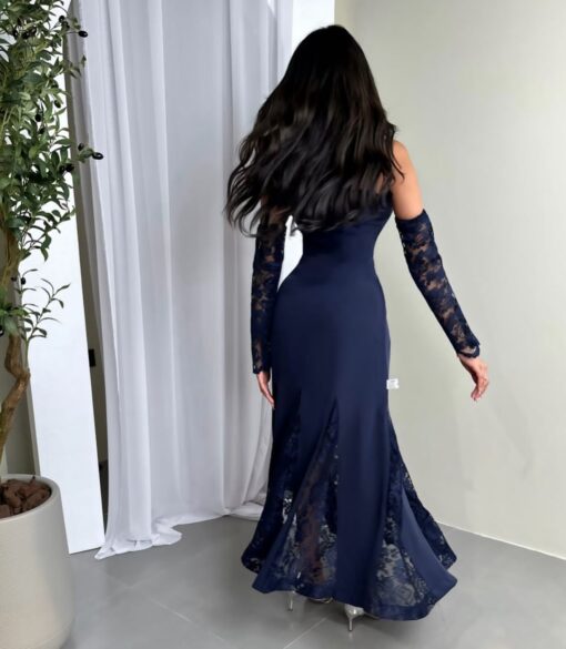 ⁦فستان سهرة لون كحلي ناعم⁩ - الصورة ⁦5⁩