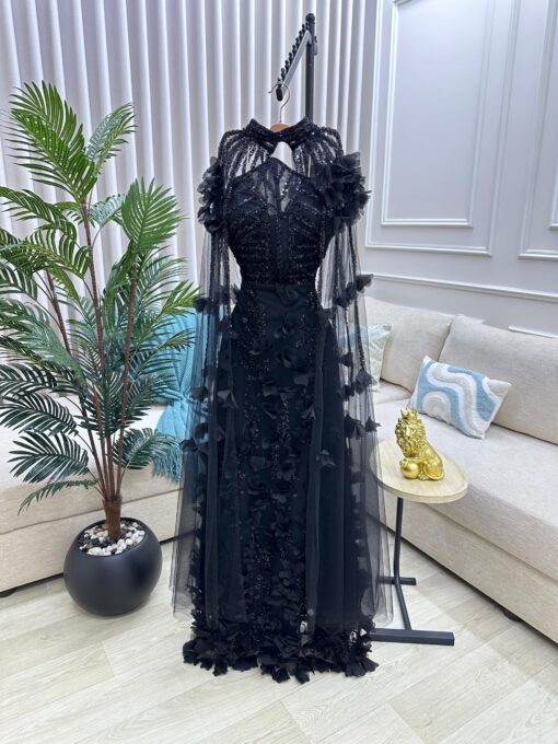 ⁦فستان سهرة لون أسود⁩ - الصورة ⁦2⁩