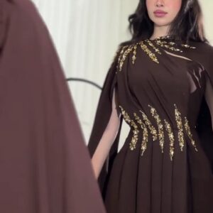 فستان سهرة لون بني