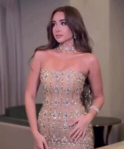 فستان زفاف فاخر من خرز كريستال وكريستال إدواردز