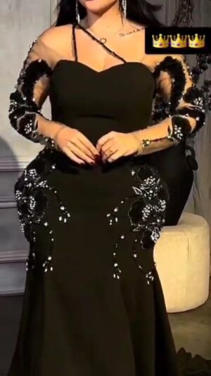 ⁦فستان سهرة لون أسود⁩ - الصورة ⁦3⁩