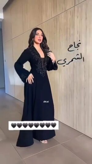 فستان سهرة لون اسود كريب استرتش