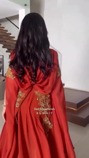 ⁦فستان سهرة لون برتقالي⁩ - الصورة ⁦5⁩