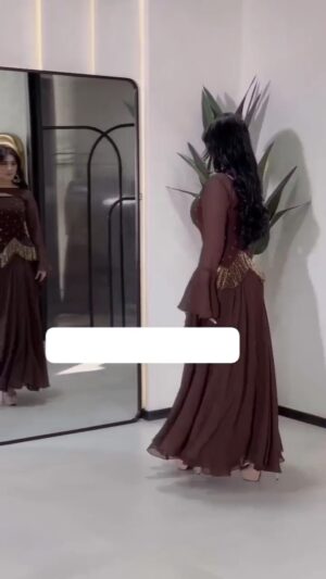 ⁦فستان سهرة لون بني⁩ - الصورة ⁦6⁩