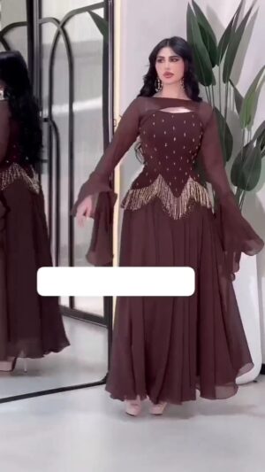 ⁦فستان سهرة لون بني⁩ - الصورة ⁦7⁩