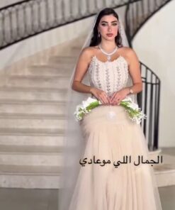 فستان سهرة لون بيج