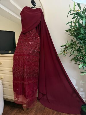 فستان سهرة لون برغندي