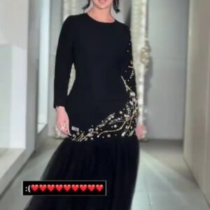 فستان سهرة كريب لون أسود