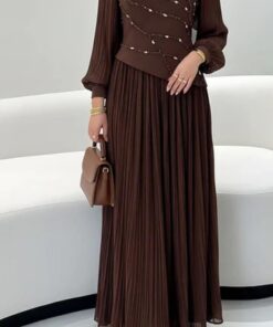فستان سهرة لون بني