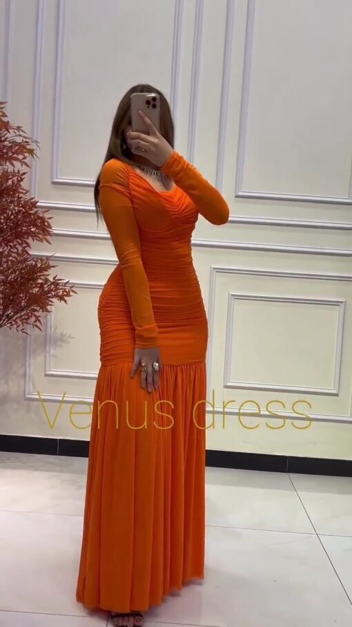 ⁦فستان سهرة برتقالي⁩ - الصورة ⁦6⁩