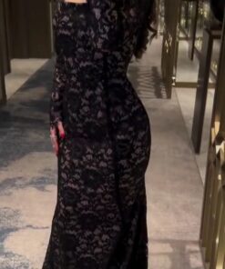 فستان سهرة أسود طويل