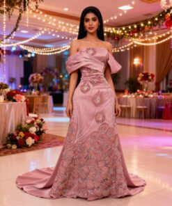 فستان سهرة لون وردي