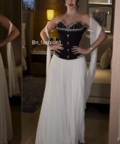 فستان بلمسة من الأناقة العصرية – تجمع بين الأسود والأبيض