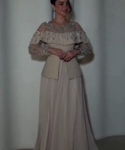 فستان سهرة لون بيج