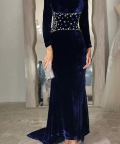 فستان سهرة مخمل كحلي