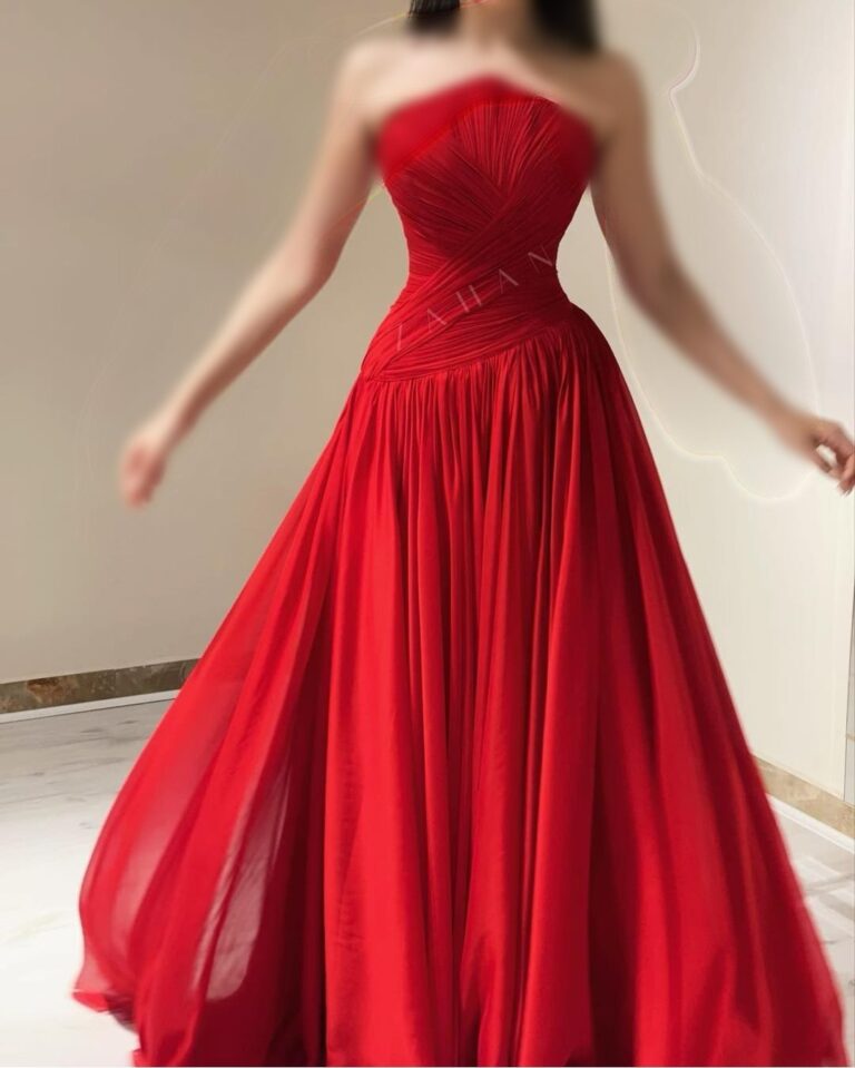 ⁦فستان سهرة لون احمر يجننن⁩ - الصورة ⁦2⁩
