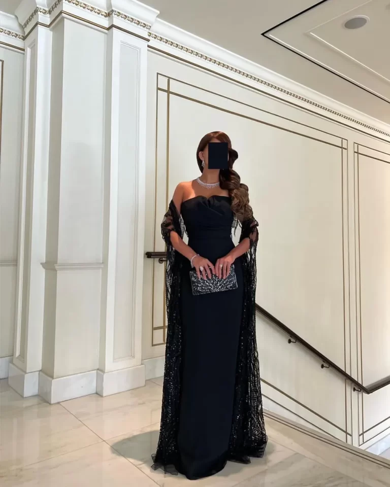فساتين سهرة ب اكمام طويلة