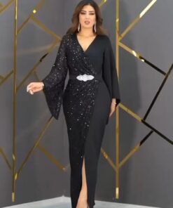 فساتين سهرة لون أسود استرتش