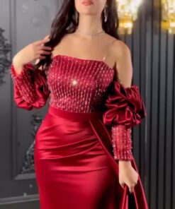 فساتين سهرة لون احمر جميل