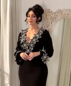 فستان سهرة اسود كريب
