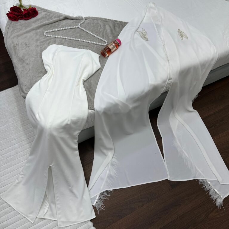 ⁦فستان ابيض ليكرا استرتش⁩ - الصورة ⁦5⁩