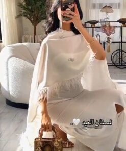 فستان ابيض ليكرا استرتش
