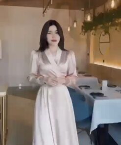 فستان سهرة ناعم حرير