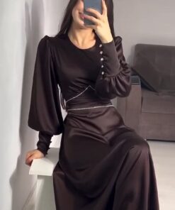 فساتين سهرة ب كم طويل
