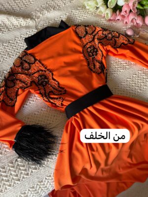 ⁦فستان سهرة لون برتقالي يجنن⁩ - الصورة ⁦4⁩