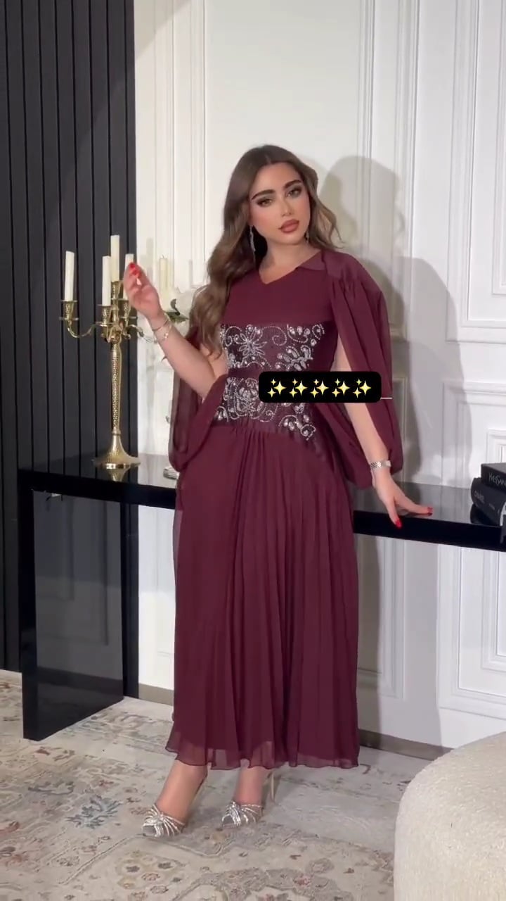 فساتين سهرة لون نبيتي