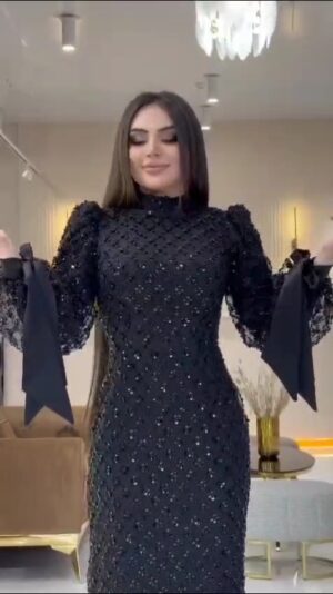 ⁦فساتين سهرة لون اسود⁩ - الصورة ⁦5⁩