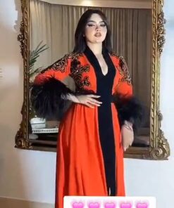 فستان سهرة لون برتقالي يجنن