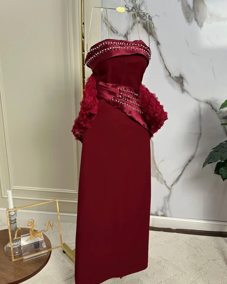 ⁦فساتين سهرة عنابي⁩ - الصورة ⁦4⁩