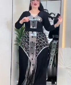 فستان سهرة اسود كريب استرتش