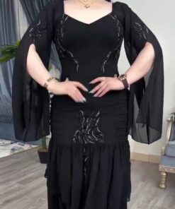 فساتين سهرة لون اسود كريب استرتش