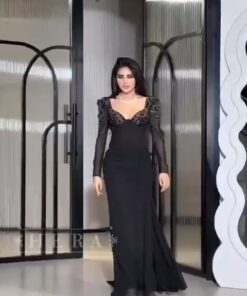فستان سهرة أسود طويل