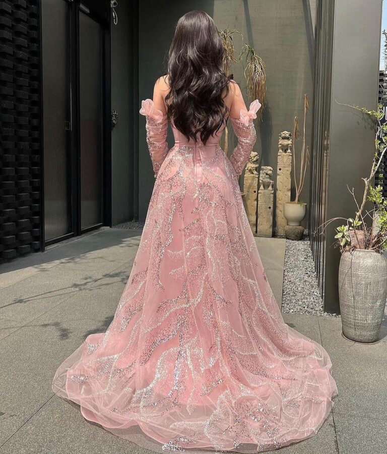 ⁦فستان سهرة لون بنكي⁩ - الصورة ⁦5⁩