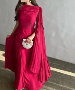 فستان سهرة احمر غامك