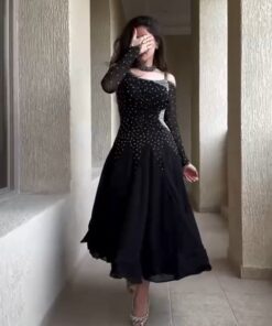 فستان سهرة اسود ميد