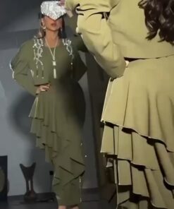 فستان لون زيتي