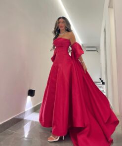 فساتين سهرة لون أحمر فخمة